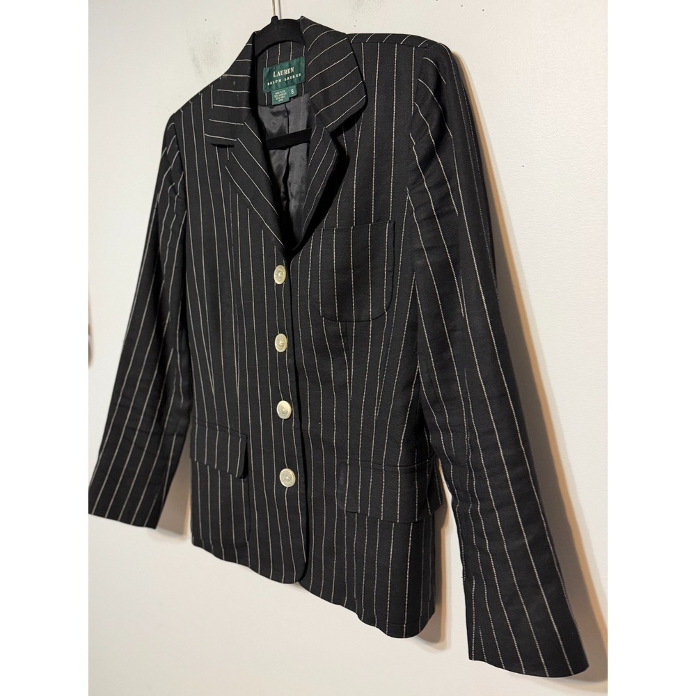 Lauren Ralph Lauren Quiet Luxury Pinstripe Blazer Women Sz 6 Office Siren Preppy - Picture 3 of 7